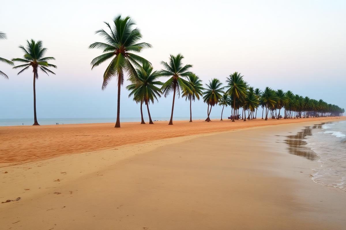 Palm-lined beach in Goa
